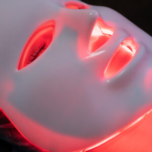 mask for phototherapy on a woman face